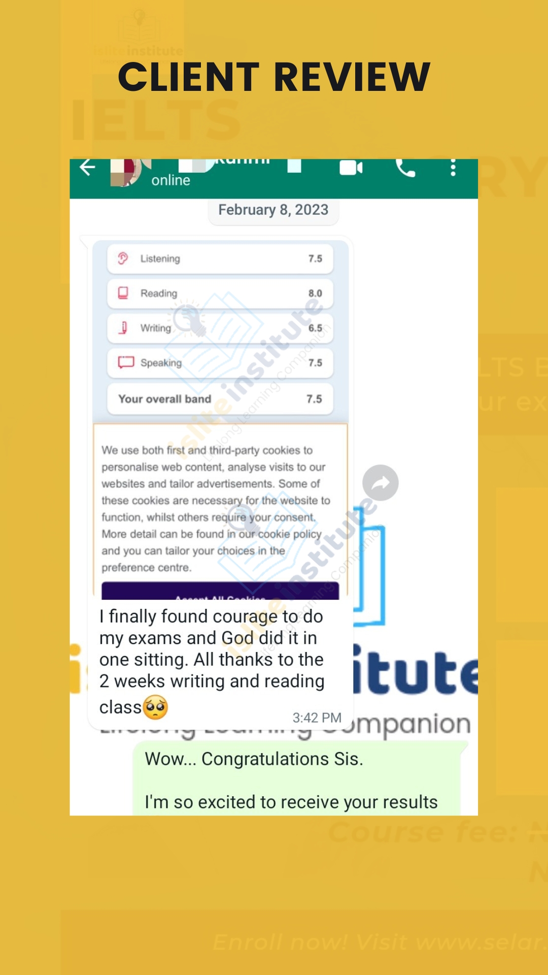 IELTS learner result — Time management held