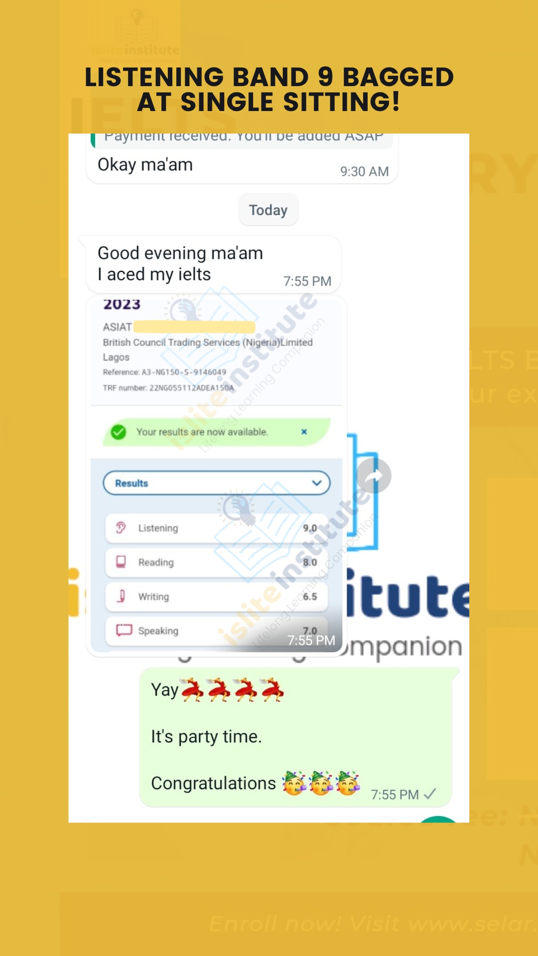 IELTS learner result — Framework > guesswork