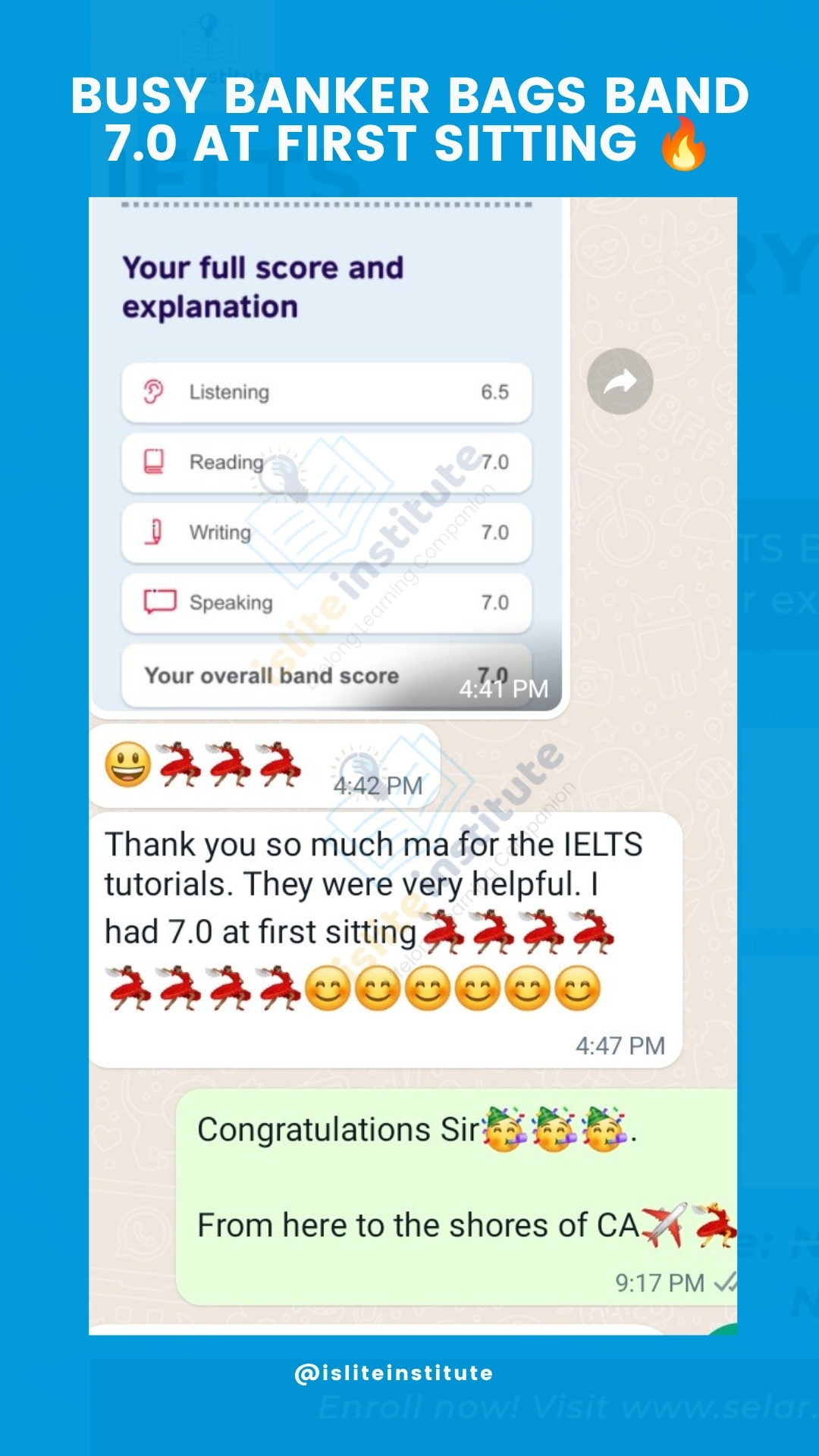 IELTS learner result — Busy banker · first sitting