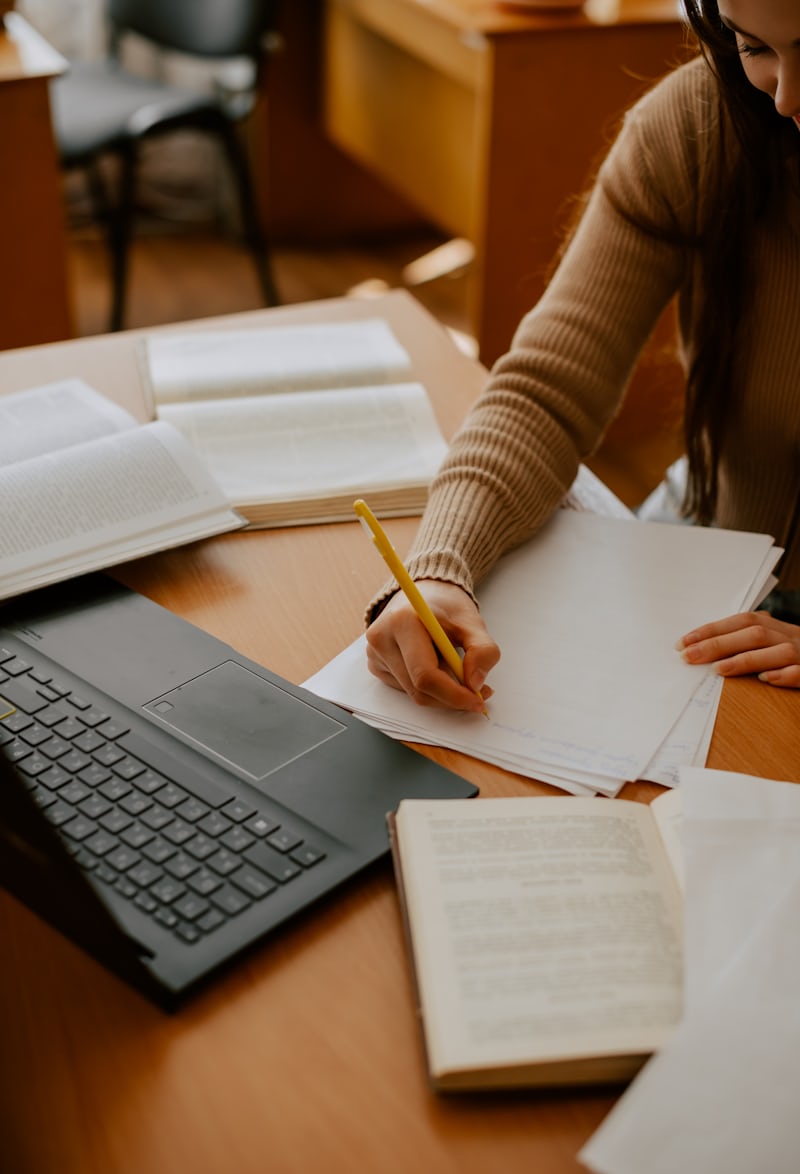 A student preparing IELTS materials